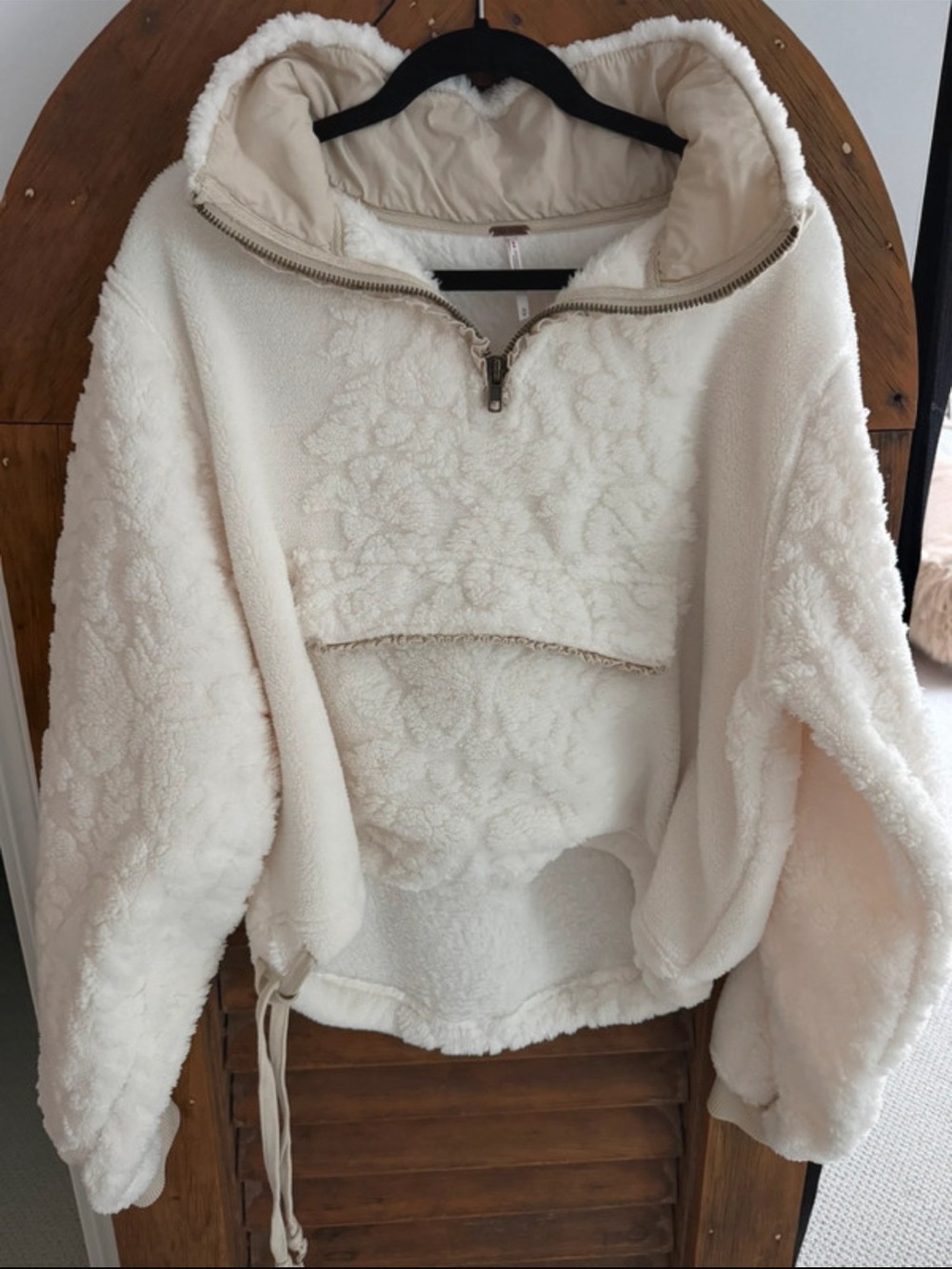 Free People rare Cream Sherpa Half-Zip Hoodie Jacket